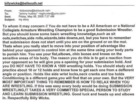 Billy Wicks Asked Me To Post This Letter For You...