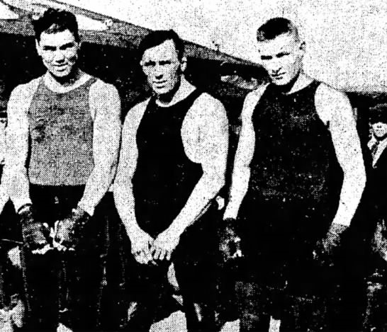 (left to right) Jack Dempsey, Ira Dern, Ed Sheppard-1918. Dern and Sheppard were helping Dempsey train for his bout with Tommy Gibbons. (left to right) Jack Dempsey, Ira Dern, Ed Sheppard-1918. Dern and Sheppard were helping Dempsey train for his bout with Tommy Gibbons.