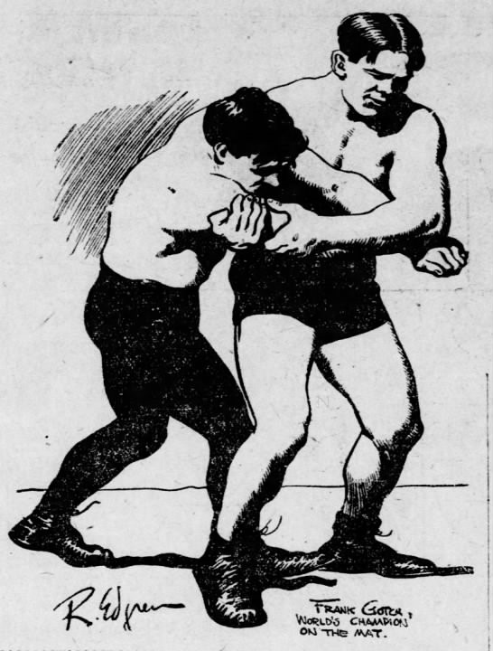 Robert Edgren cartoon of Frank Gotch, 1917 Robert Edgren cartoon of Frank Gotch, 1917