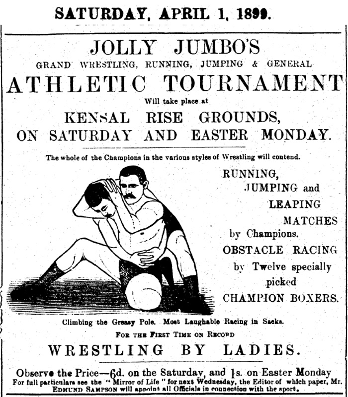 The official programme of London's Jolly Jumbo 1899,
the first ever open to all tournament for the British Catch-as-Catch-can Championship The official programme of London's Jolly Jumbo 1899,
the first ever open to all tournament for the British Catch-as-Catch-can Championship