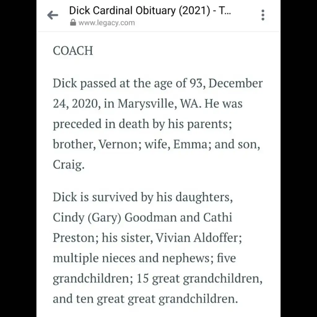 Remembering Coach Dick Cardinal, RIP